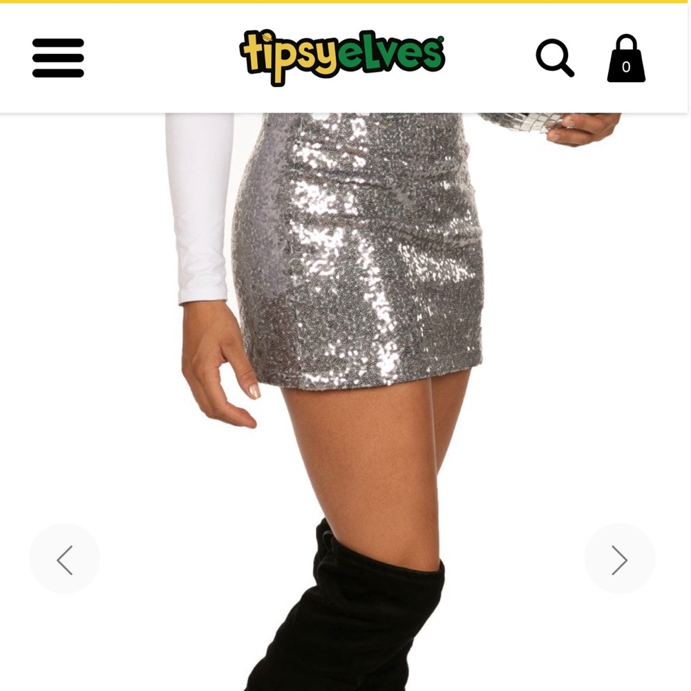 Tipsy Elves Silver Sequin Mini Skirt